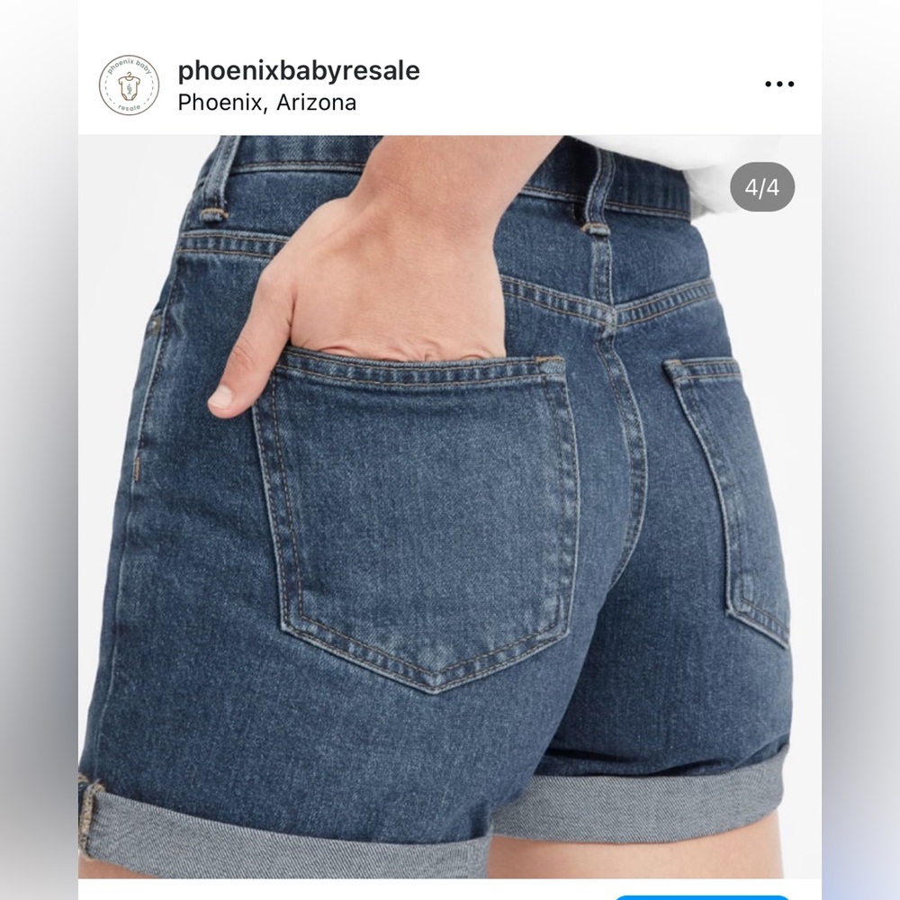 Everlane Shorts The Denim Short Mom Jean‎ 29 Blue High Rise Distressed Quince